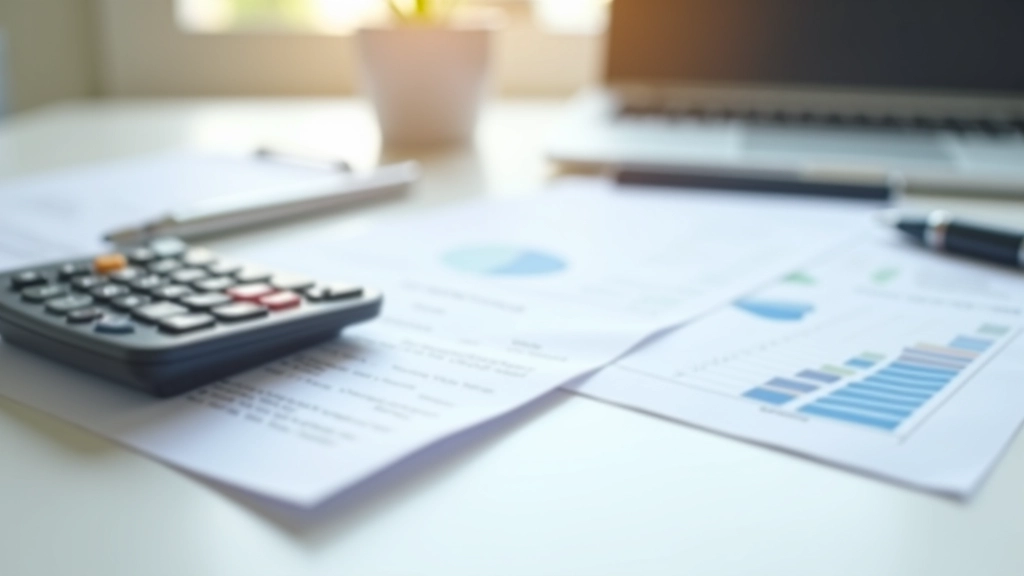 Taschenrechner und Versicherungsdokument auf dem Schreibtisch