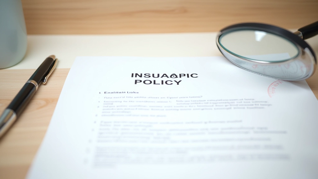 Versicherungsdokument mit Stift und Lupe auf einem Schreibtisch, die Deckungsbereiche zeigen